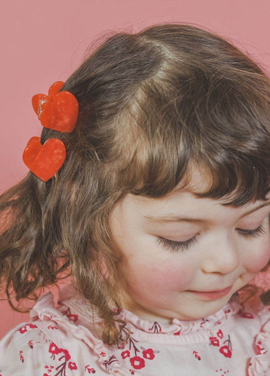 迷你紅色愛心髮抓夾